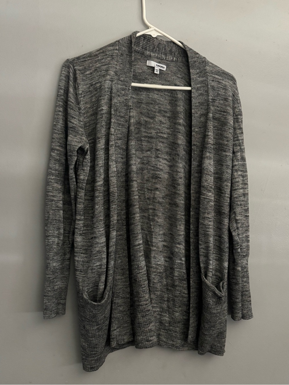 Sonoma Heathered Gray Open-Front Pocket Cardigan